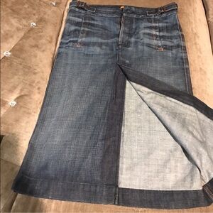 Seven  7 For All Mankind Jean Skirt Front Slit Size 27 Dark Wash